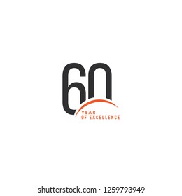 60 Year of Excellence Vector Template Design Illustration