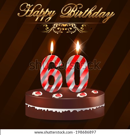 60 year happy birthday card cake stock vector royalty free