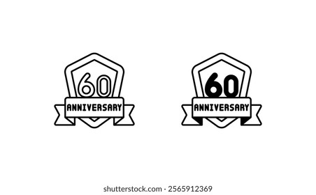 60 year icon design with white background stock illustration