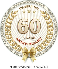 60 years anniversary, background, icon, birthday card. Vector illustration 