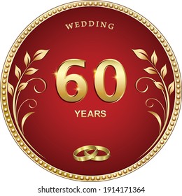 60 Years Anniversary, Background, Vector Design For Wedding Greeting Card And Invitation Card