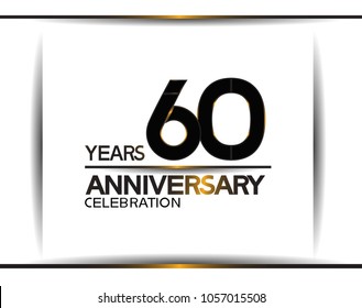 60 years anniversary black color simple design isolated on white background for celebration