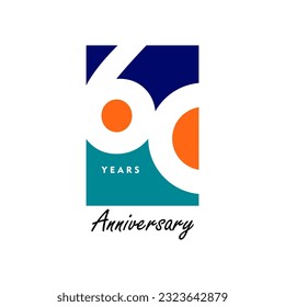 60 years anniversary celebration 3d vetor template design illustration