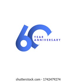60 Years Anniversary Celebration Blue Gradient Vector Template Design Illustration