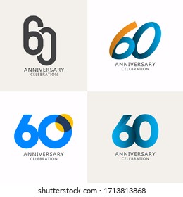 60 Years Anniversary Celebration Compilation Logo Vector Template Design Illustration