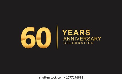 60 years anniversary celebration design with golden color isolated on black background for celebration event