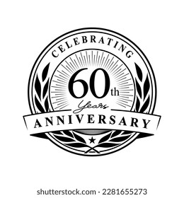 60 years anniversary celebration design template. 60th logo vector illustration.