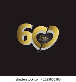 60 Years Anniversary Celebration Gold Elegant Vector Template Design Illustration