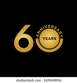 60 years Anniversary Celebration with golden text on dark background, vector template.