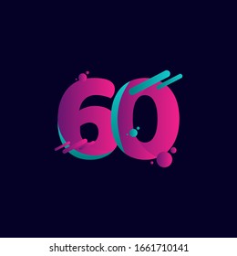 60 Years Anniversary Celebration Gradient Purple Number Vector Template Design Illustration