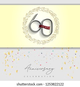 60 years anniversary celebration gray color with a gold and gray background, for greeting cards