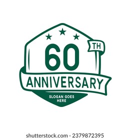 60 years anniversary celebration hexagon design template. 60th anniversary logo. Vector and illustration.