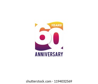 60 Years Anniversary Celebration Icon Vector Logo Design Template. Gradient Flag Style.