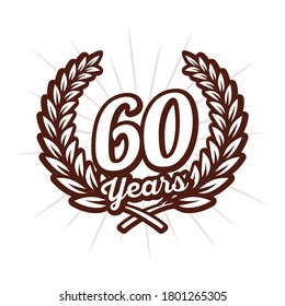 60 years anniversary celebration with laurel wreath. 60th anniversary logo. Vector and illustration.