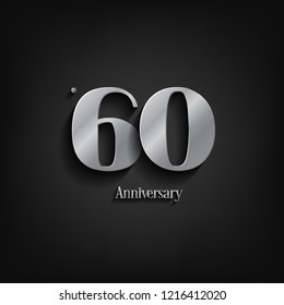 60 years anniversary  celebration. Anniversary logo elegance number and 3D style color and shadow isolated on black background, vector design for celebration, invitation card, and greeting card