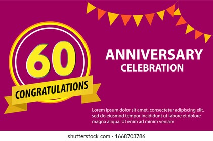 60 years anniversary celebration logo vector template design illustration