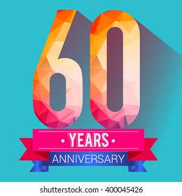 60 Years Anniversary celebration logo. with colorful polygonal.