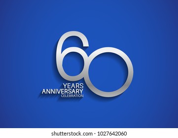60 years anniversary celebration logotype with silver color isolated on blue background