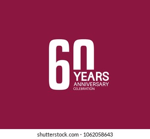 60 years anniversary celebration logotype. anniversary logo white color isolated on purple background, vector design for celebration, invitation card, and greeting card