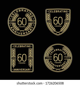 60 years anniversary celebration logotype. 60th anniversary logo collection. Set of anniversary design template. Vector and illustration.