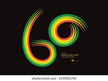 60 years anniversary celebration logotype colorful line vector, 60th birthday logo, 60 number design, Banner template, logo number elements for invitation card, poster, t-shirt.