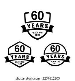 60 years anniversary celebration logotype. 60th anniversary logo collection. Set of anniversary design template. Vector illustration.	