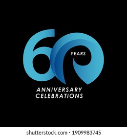 60 Years Anniversary Celebration Number Vector Template Design Illustration