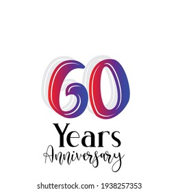 60 Years Anniversary Celebration Rainbow  Color Vector Template Design Illustration