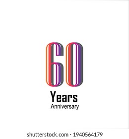 60 Years Anniversary Celebration Rainbow Color Vector Template Design Illustration