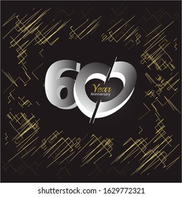 60 Years Anniversary Celebration Silver Elegant Vector Template Design Illustration