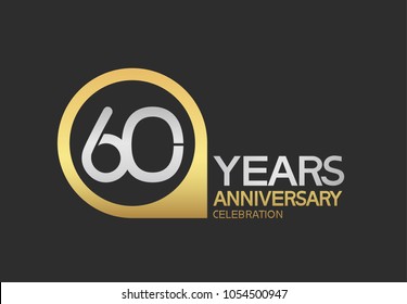 60 years anniversary celebration simple design with golden circle and silver color combination 