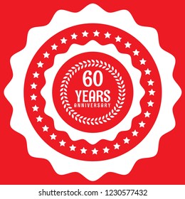 60 years anniversary celebration simple emblem, label, badge, logo,seal,sticker. vintage logo, 60 year sign, jubilee, greeting card