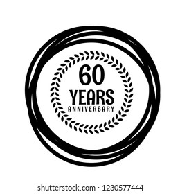 60 years anniversary celebration simple emblem, label, badge, logo,seal,sticker. vintage logo, 60 year sign, jubilee, greeting card