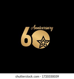 60 Years Anniversary Celebration Star Gold Logo Vector Template Design Illustration