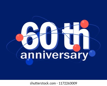 60 years anniversary celebration vector icon, logo. Template abstract design element for 60th anniversary greeting card 