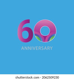 Ilustración de diseño de plantillas vectoriales de celebración de 60 años
