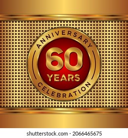 60 años de aniversario, celebración del aniversario diseño vectorial con color dorado sobre fondo de textura dorada, diseño simple y de lujo. plantilla de vector de logotipo