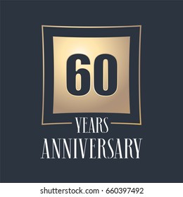 60 years anniversary celebration vector icon, logo. Template design element with golden number for 60th anniversary greeting card