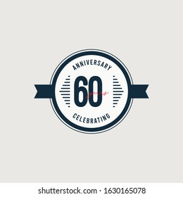 60 Years Anniversary Celebrations Retro Circle Vector Template Design Illustration
