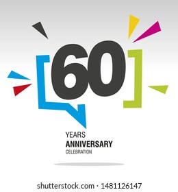 60 Years Anniversary Colorful White Modern Number Logo Icon Banner