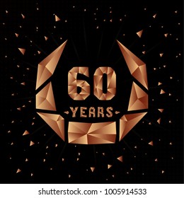 60 years anniversary design template. Low poly design.