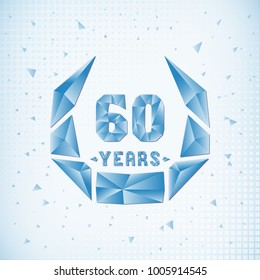 60 years anniversary design template. Low poly design. svg