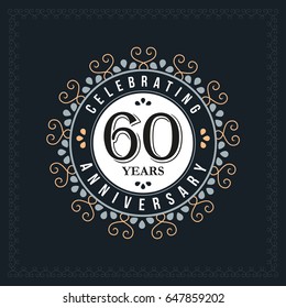 60 years anniversary design template. Vector and illustration. celebration anniversary logo. classic, vintage style