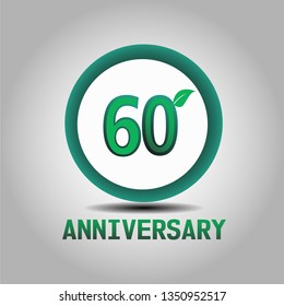60 years Anniversary with go green design. Simple design with leave on second number. Green font and circle. My all design can see in my portofolio