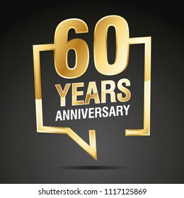 60 Years Anniversary Gold White Black Logo Icon