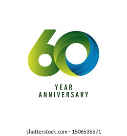 60 Years Anniversary Gradient Vector Template Design Illustration