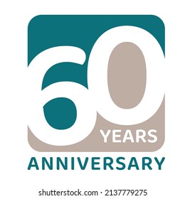60 years anniversary with green and gray color white background vector