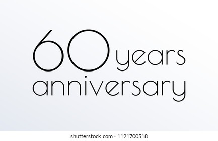 60 years anniversary icon. 60th celebrating logo. Design element or banner for birthday, invitation, wedding jubilee. Vector illustration.