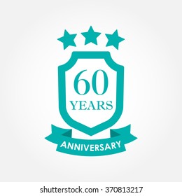 60 years anniversary icon or emblem. 60th anniversary label. Celebration, invitation and congratulation design element. Colorful vector illustration.
