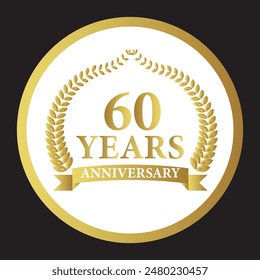 60 years anniversary icon with laurel wreath. Vector illustration.